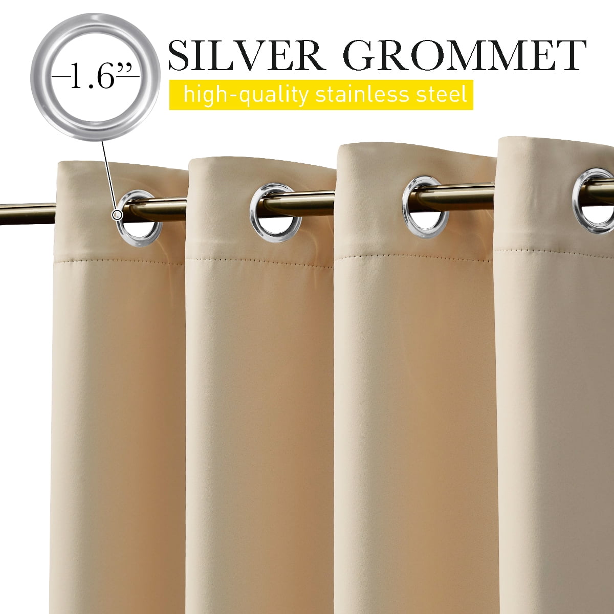 NICETOWN Outdoor Curtains 2 Panels Waterproof & Windproof Privacy Top Grommet & Bottom Back Tab Blackout Drapes for Patio/Gazebo/Proch, W84 x L95, Biscotti Beige