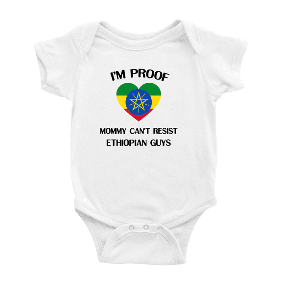 I'm Proof Mommy Can't Resist Ethiopian Guys Baby Romper Bodysuit (White, 0-3 Months)
