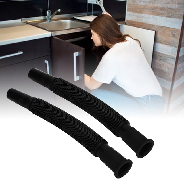 BAÑO 2 PCS TUBO DE DRENAJE TUBO DE LAVADO DE LAVADO MANGRO DE DESAGüE PVC Flexible Tipada de Agua para la Cocina Baño Negro
