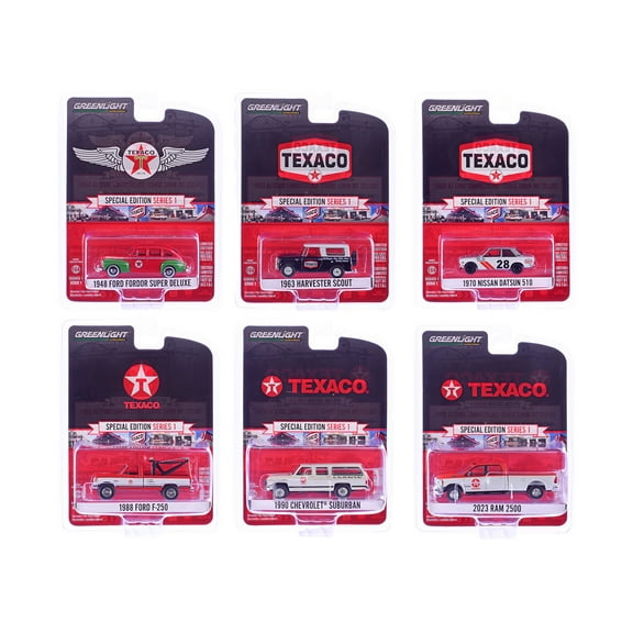 Texaco Special Edition Series 1 Set of 6 pieces 1/64 Diecast Model Cars by Greenlight