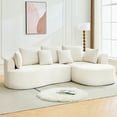 thumbnail image 4 of Sunvasagoo 106" Curved Modular Sofa with Chenille Upholstery, Grey/Beige/Orange, 4 of 7