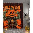 thumbnail image 2 of Halloween Pumpkin Shower Curtain Set ，Waterproof Fabric Shower Curtains Leather Jacket Skull Skeleton Shower Curtains for Bathroom,Bathroom Decor 72"x72", 2 of 6
