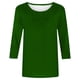 thumbnail image 5 of Blusas Umfun para mujer, cuello redondo liso, manga 3/4, blusa informal versátil, verde, talla L, 5 of 5