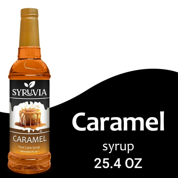 Syruvia Caramel Syrup Pure Cane Coffee Flavoring Syrup, 25.4 fl Oz