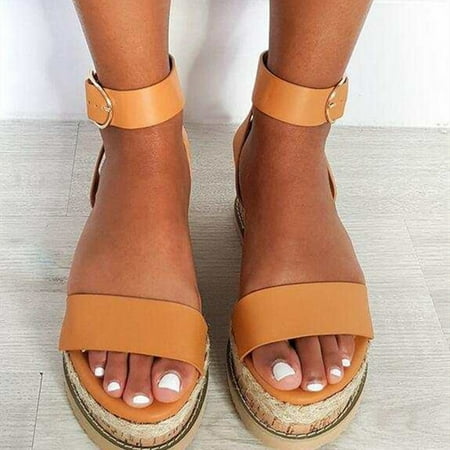 

Sunvit Women s Platform Sandals Casual Summer Slide Sandals #392 Khaki