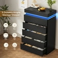 thumbnail image 2 of 5 Drawer Dresser Black Dresser for Bedroom, Simply Modern Chest of Drawers, Wood Storage Dresser with LED Light for Living Room Hallway Entryway, Black, 2 of 10