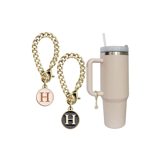 Letter Charm Accessories Compatible With Stanley Cup 2PCS Initial Name ID Personalized Handle Charm Compatible With Stanley Tumbler
