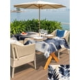 thumbnail image 6 of 60x84 Inch Outdoor Tablecloth with Umbrella Hole Zipper Rectangle Navy Blue Botanical Rectangular Tablecloths Outside Waterproof Vintage Tropical Palm Leaves Patio Table Cloth Cover for Picnic Party, 6 of 8