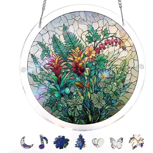 Acrylic Jigsaw Puzzle Suncatcher, Acrylic Suncatcher Puzzle, for Doors Garden and Window Hanging&Birthday Gift