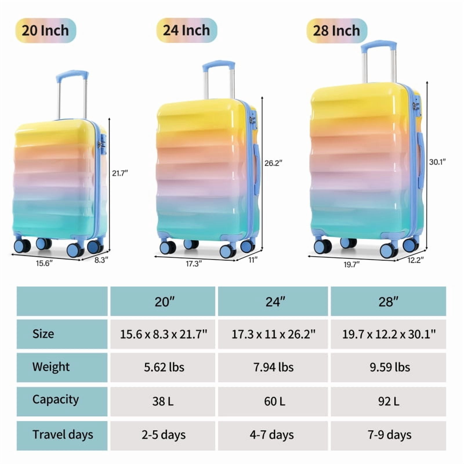 20" Carry-on Luggage with Cup Holder – Lightweight Glossy Hardshell Suitcases with Spinner Wheels, TSA Lock, Airline Approved, 2 Piece Set