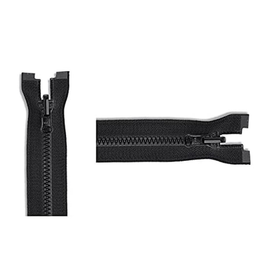 #3 Molded Black Vislon YKK Lightweight Jacket Reversible Separating Zipper - Choose Your Length - Made in The United States (1 Zipper Per Pack)