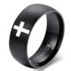 thumbnail image 1 of Anillo de cruz de acero inoxidable de 6 mm con oración cristiana de Jesucristo para hombres y mujeres, 1 of 4