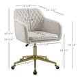 thumbnail image 2 of Scranton & Co Chaise de Bureau Rembourrée avec Base Dorée et Roues, Blanc Cassé, 2 of 13