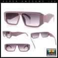 thumbnail image 2 of Womens Mod Flat Top Square Rectangle Beveled Diamond Cut Arm Plastic Sunglasses All Purple, 2 of 7
