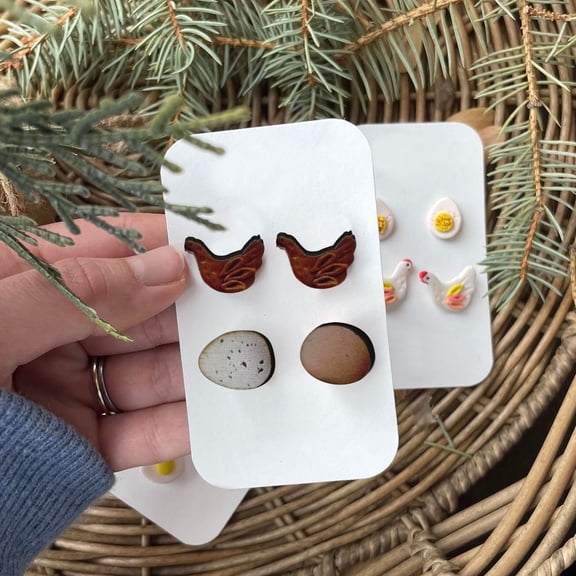 QIQUWOHUL Funny Jewelry Chicken Eggs Earrings Two Earrings Acrylic Handmade With Love Earrings Gift Earrings