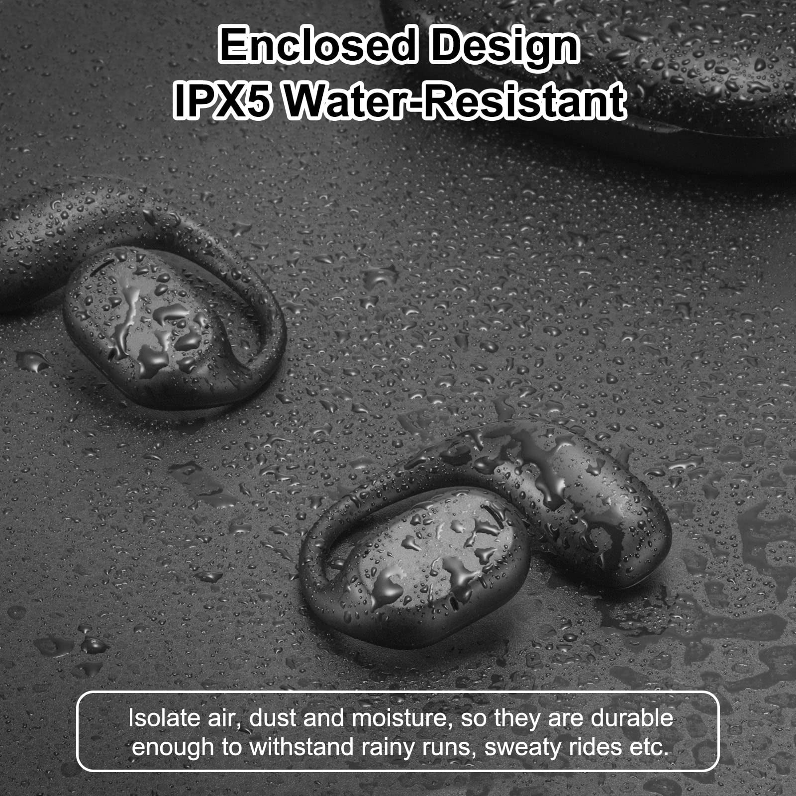 WUSI Open Ear Headphones , Air Conduction Headphones Bluetooth 5.3 Touch Control Wireless Earbuds, Up to 16 Hours Playtime Earphones with Dual 16.2mm Dynamic Drivers Deep Bass