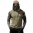 thumbnail image 2 of Mens UV Protection Shirts Long Sleeve UPF 50+ Hooded Rash Guard Sun Hoodies with Mask Outdoor Hiking Swimming Fishing, S, 2 of 7