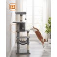 thumbnail image 4 of Feandrea Arbre à Chat, Tour pour Chat de 56,3 Po pour Chats d'Intérieur, Condo pour Chat à Plusieurs Niveaux avec Poteaux à Griffer, Perchoirs, Hamac et Niche, Gris Pâle, 4 of 7