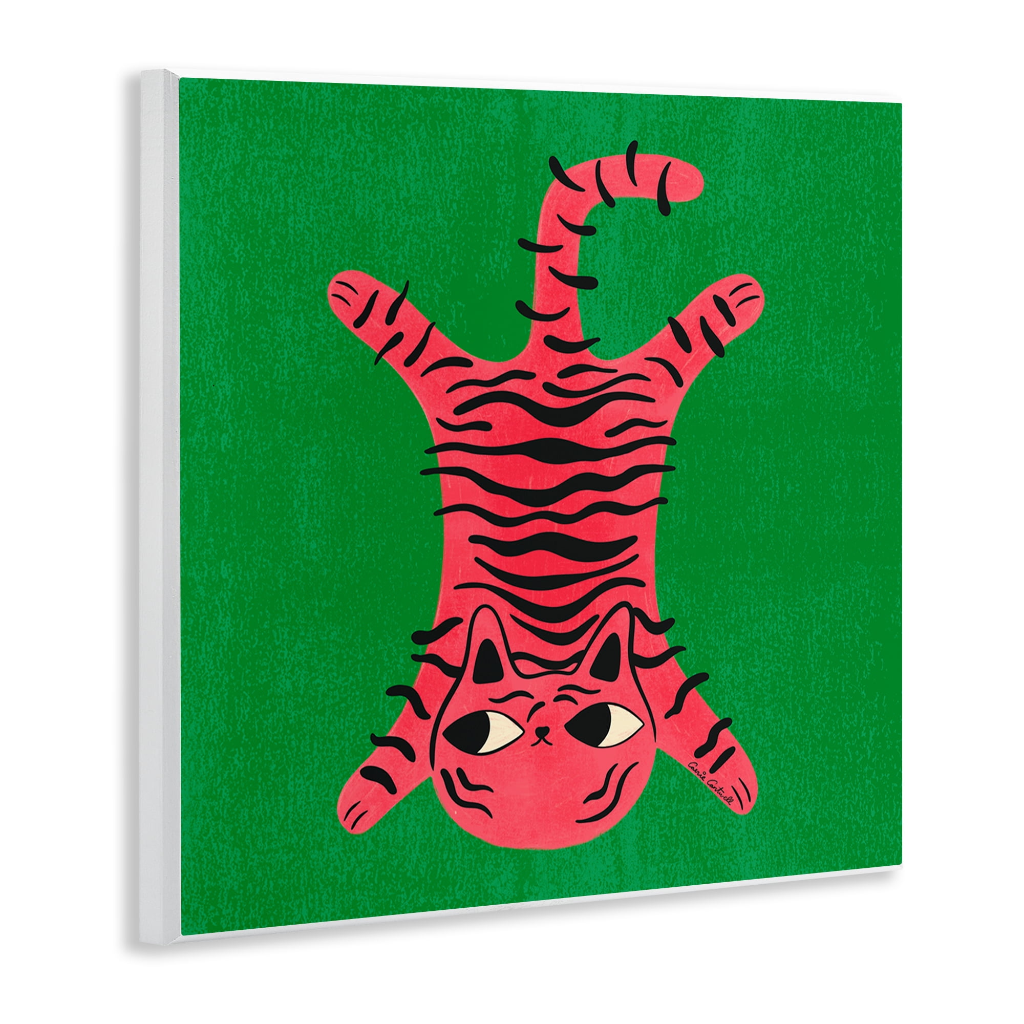Stupell Industries Funky Retro Cat Pink Animals Painting Unframed Art Print Wall Art, 12 x 12