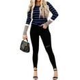 thumbnail image 5 of HUBERY Women Striped Printed Color Block Spliced Crew Neck Long Sleeve Top, 5 of 5