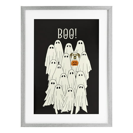 Stupell Industries Boo Ghosts with Dog Costume Gray Framed Print Under Glass design by JJ Design House LLC 23 x 17