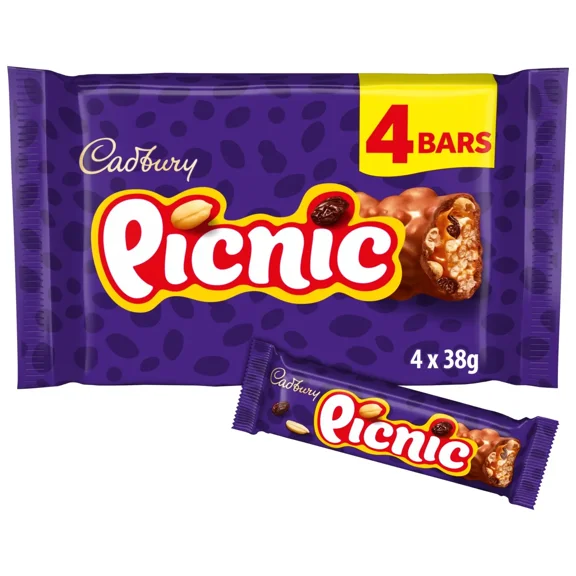 Cadbury Picnic Chocolate Bar 4 Pack Multipack - 4 x 38g - From UK