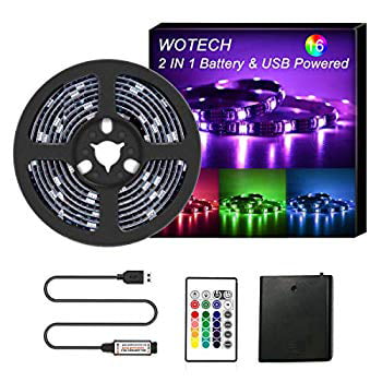 Waterproof LED Strip Ligh 12V Flexible Rope RBG Colors Battery-Powered  with RF 