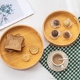 thumbnail image 3 of Round Bamboo Serving Tray with Handles - Versatile, Bamboo Storage Tray for Home, Kitchen, Party, 3 of 7