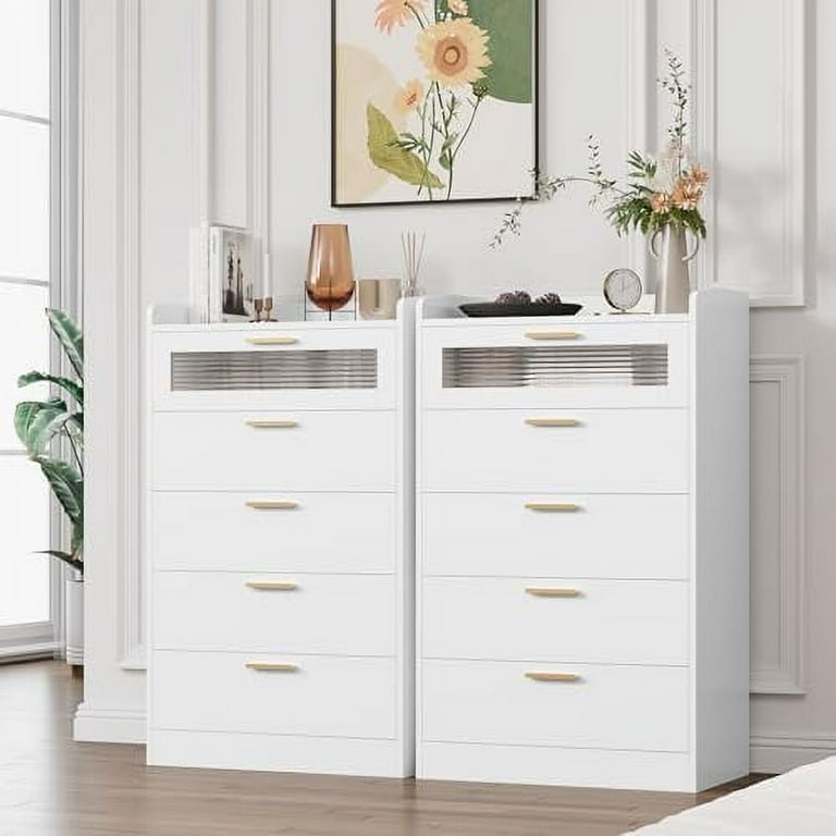 Tall white and gold dresser online