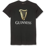 Guinness Classic Black T-Shirt for Men with an Irish Gold Harp Design 100% Cotton