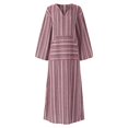 thumbnail image 4 of EIMELI Robe d'Été pour Femmes Nouvelle Robe Longue en Coton et Lin Rayé Teint en Fil Gris G, 4 of 6