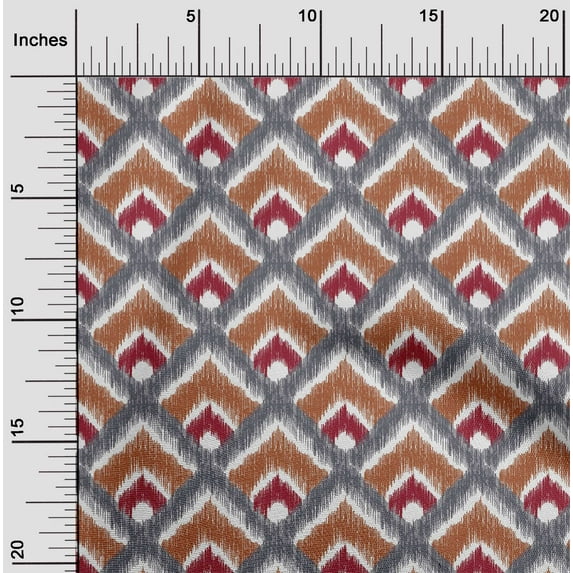 oneOone Cotton Flex Fabric Argyle Style Ikat Print Sewing Fabric BTY 40 Inch Wide