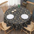 thumbnail image 3 of Dark Christmas Golden Reindeer Pattern Round Tablecloth 60"x60",Wrinkle Wipeable Table Cloth for Kitchen Dining Room Picnic Patio Party, 3 of 6