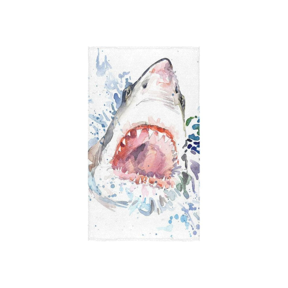 ZKGK White Shark Mouth Hand Towel Bath Bathroom Shower Towels 16"x28