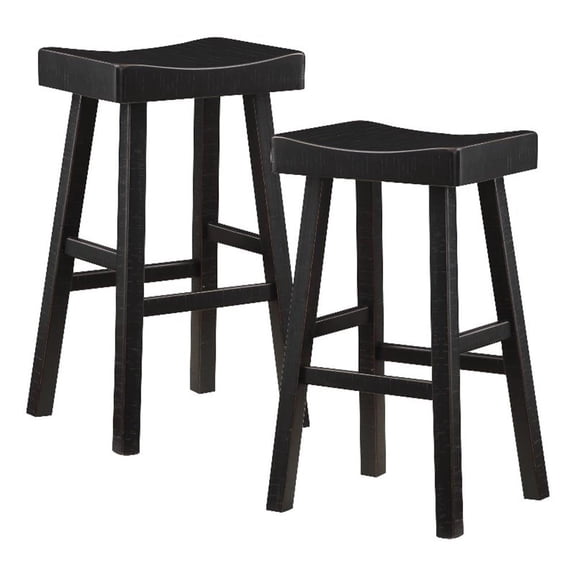 Pemberly Row Transitional Solid Wood 29" Stool in Black Finish