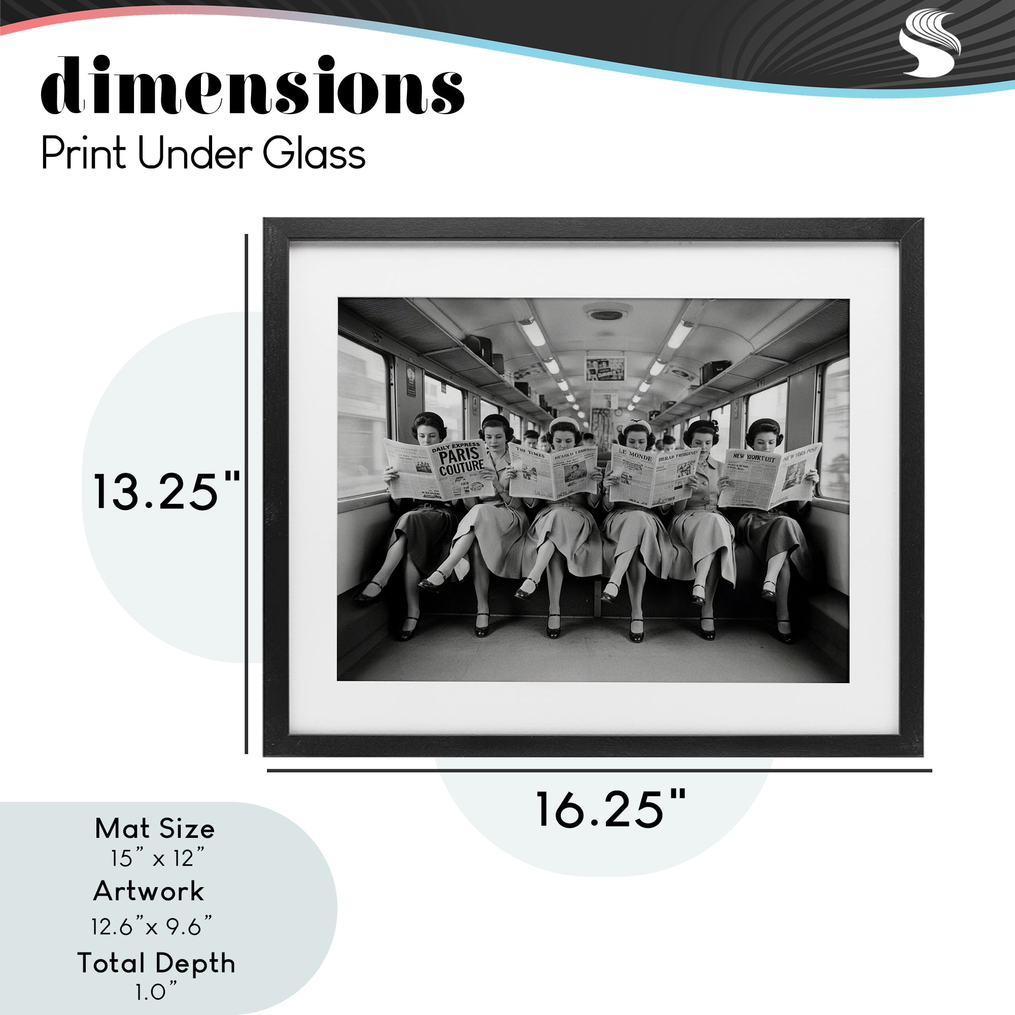 Stupell Industries Newsprint Ladies on Train Black Framed Print Under Glass, design by A Barefoot Stylist