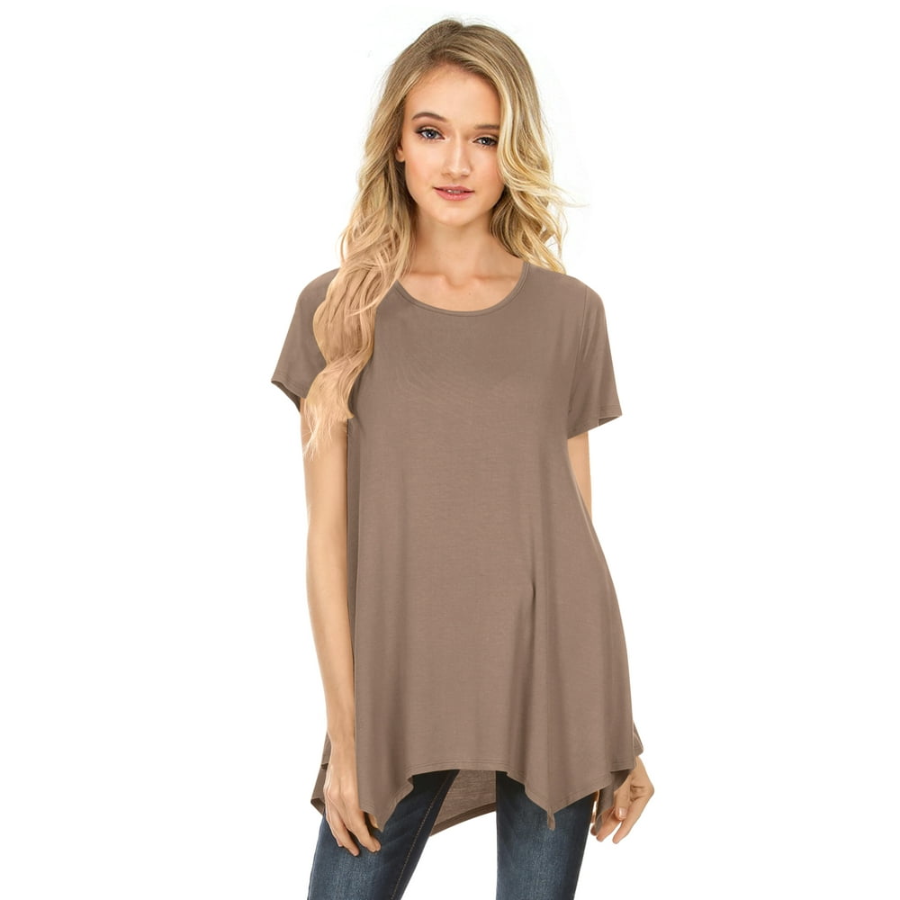 NYL Apparel - Womens Short Sleeve Scoop Neck Flowy Tunic Top - Made in ...