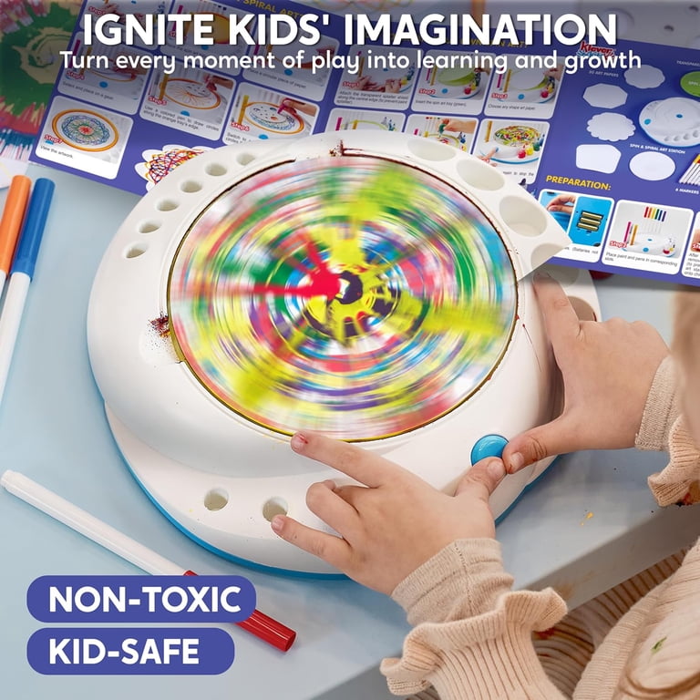 HERMORRYSS Kit Machine à Peinture Tournante Papillon - Jouet Artistique Rotatif Avec LED, Peintures Et Papier Pour Enfants