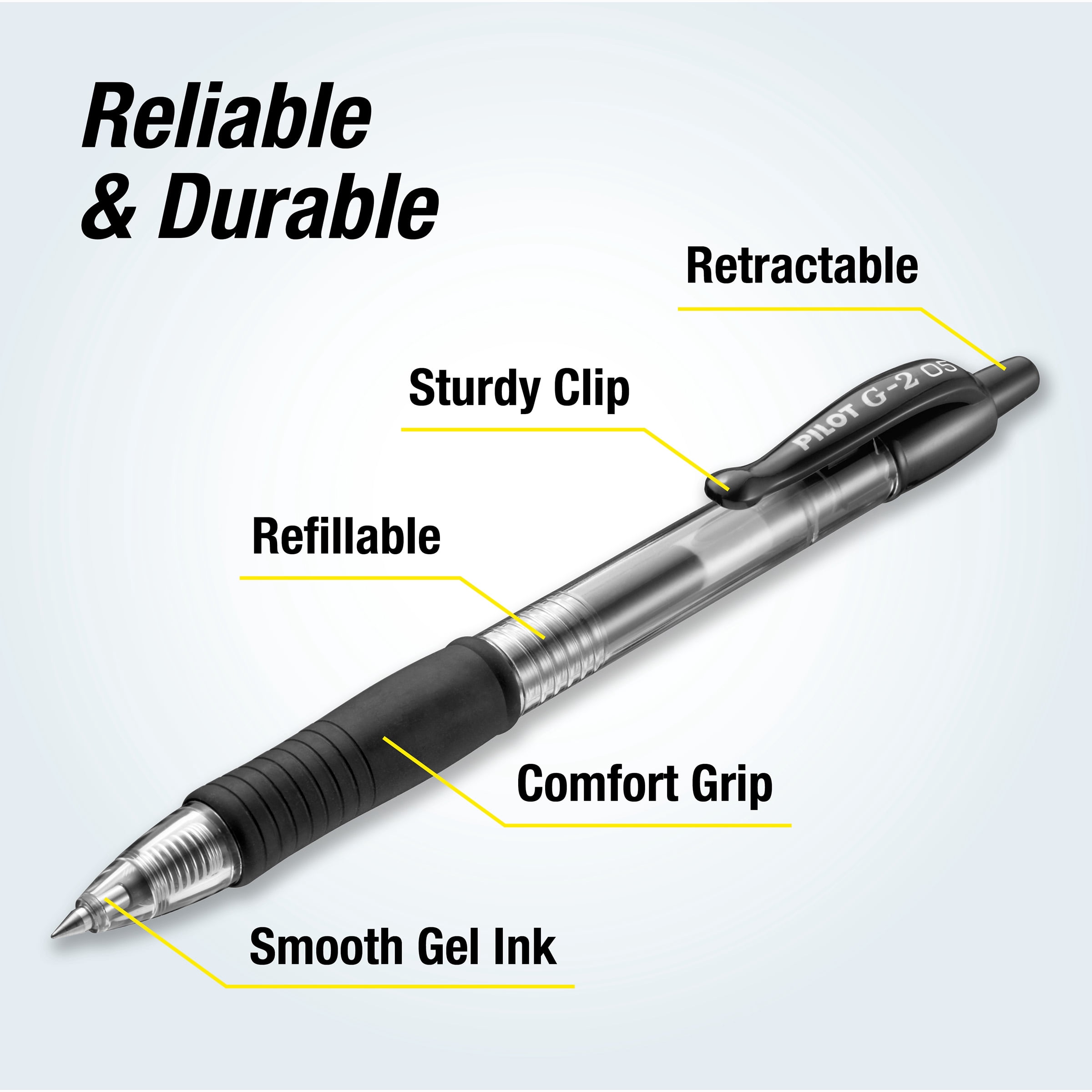 (4 pack) Pilot G2 Retractable Gel Pens, Extra Fine, Black, 2 Count
