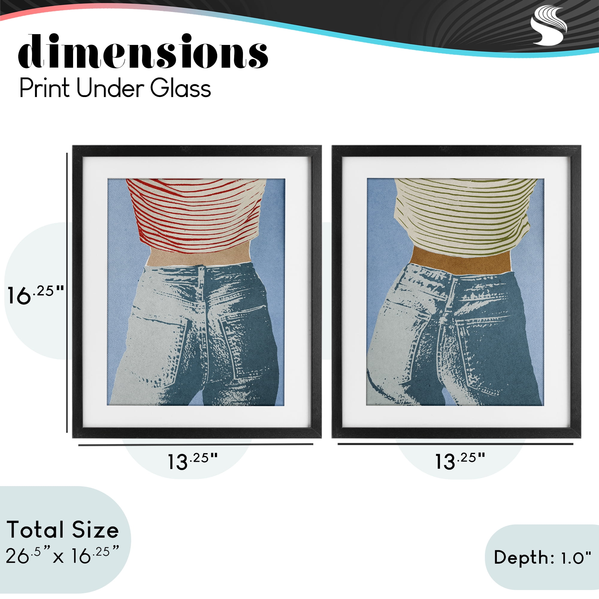 Stupell Industries Favorite Jeans with Striped Shirt 2 Piece Black Framed Print Under Glass Set, design by Victoria Barnes