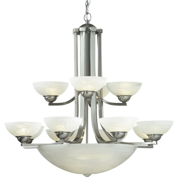 Dolan Lighting - Fireside - Fifteen Light Two Tier Chandelier Satin Nickel