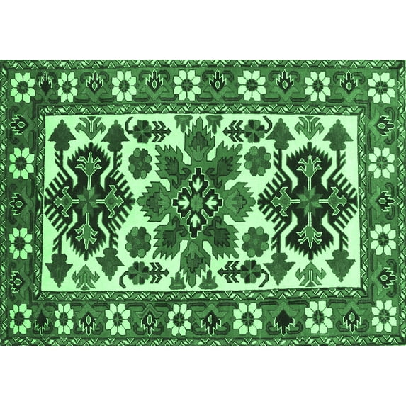 Ahgly Company Indoor Rectangle Persian Emerald Green Traditional Area Rugs, 7' x 10'