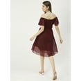thumbnail image 2 of Moomaya Solid Off-Shoulder Poly Georgette Midi Dress Cinched Long Dress, 2 of 8