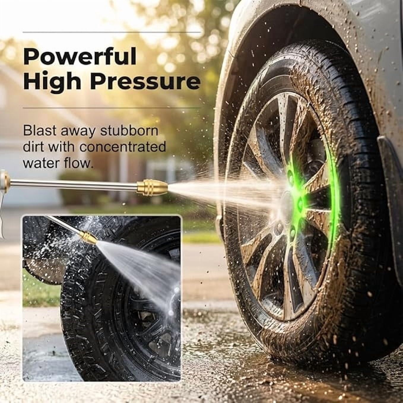 AuroraX Pressure Washer Gun Car Wash Water Gun Adjustable Set Foam Cannon High Pressure Car Cleaning Supplies Silver
