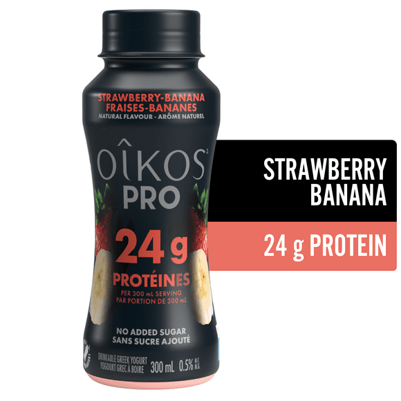 Oikos Pro Yogurt Drink, Strawberry-Banana, High Protein, 300ml