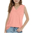 thumbnail image 4 of Hjtefg Girls' Summer Tank Top - V-Neck Sleeveless Tee | Soft Breathable Loose Fit for Play & Beach,Color: Light Pink Size: 9-10 Years, 4 of 4