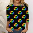 thumbnail image 2 of PMUYBHF T-Shirt Imprimé Joyeuses Fêtes Manches 3/4 Col Rond Blouse 883 TG, 2 of 5