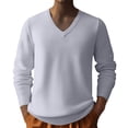 thumbnail image 2 of Men's V Neck Knit Sweater Long Sleeve Pullover Casual Lightweight Sweater, 2 of 8