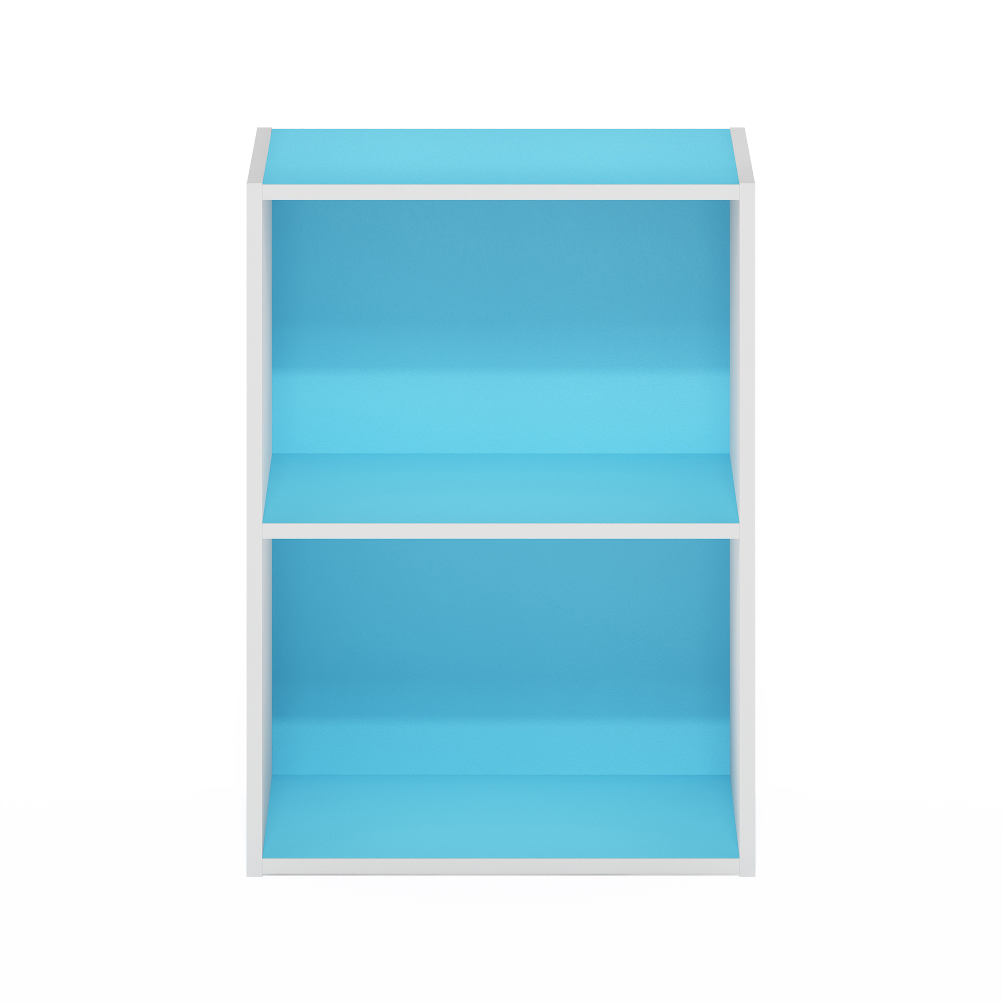 Furinno Luder 2Tier Open Shelf Bookcase, Light Blue/White