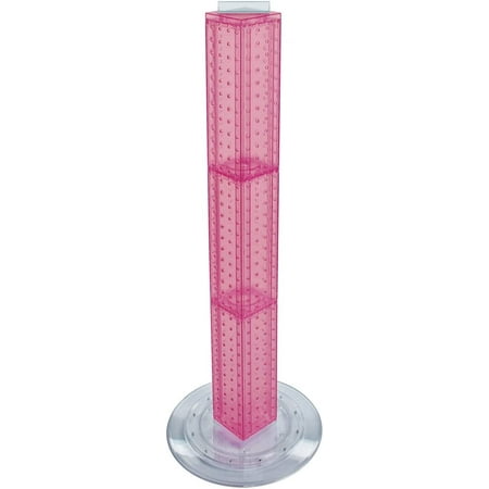 Azar 700223-PNK Pegboard 4-Sided Revolving Counter Display Pink Translucent Color